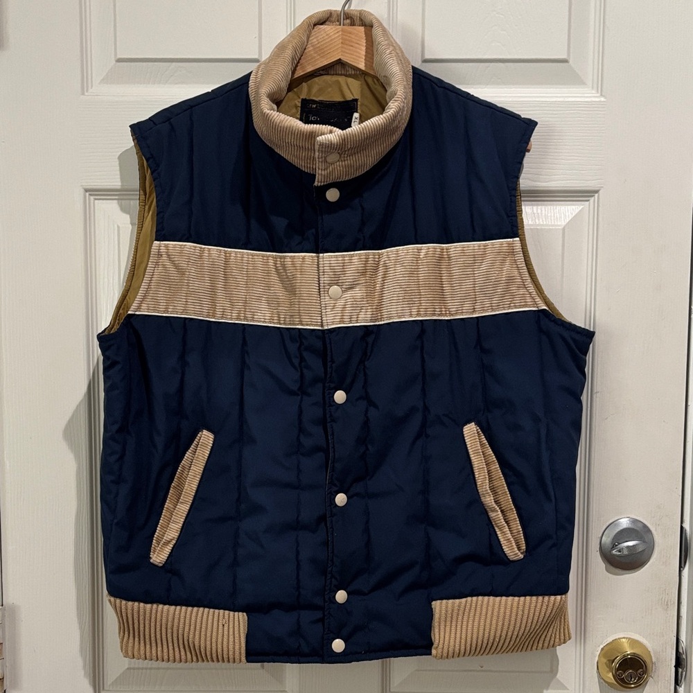 JCPenney’s Retro 80’s Blue and Beige Puffer Vest